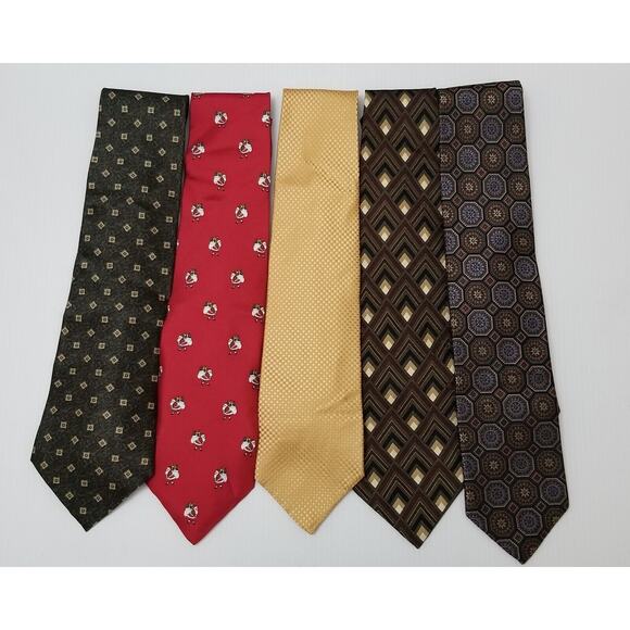 Lot of 5 Silk Ties Multicolor Talbott Wong Zylos Clairbone Made in USA Neckties - Picture 1 of 12